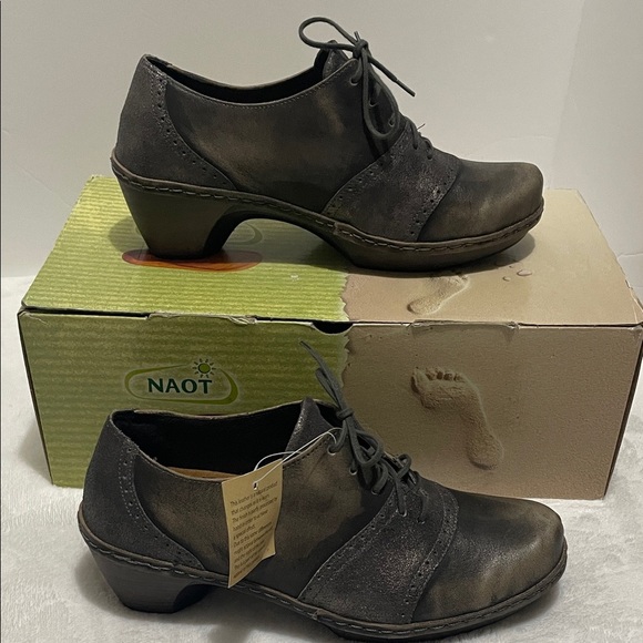 Naot Shoes - Naot Besalu Grey Shimmer & Vintage Oxford Lace Up Shoes Sz 37